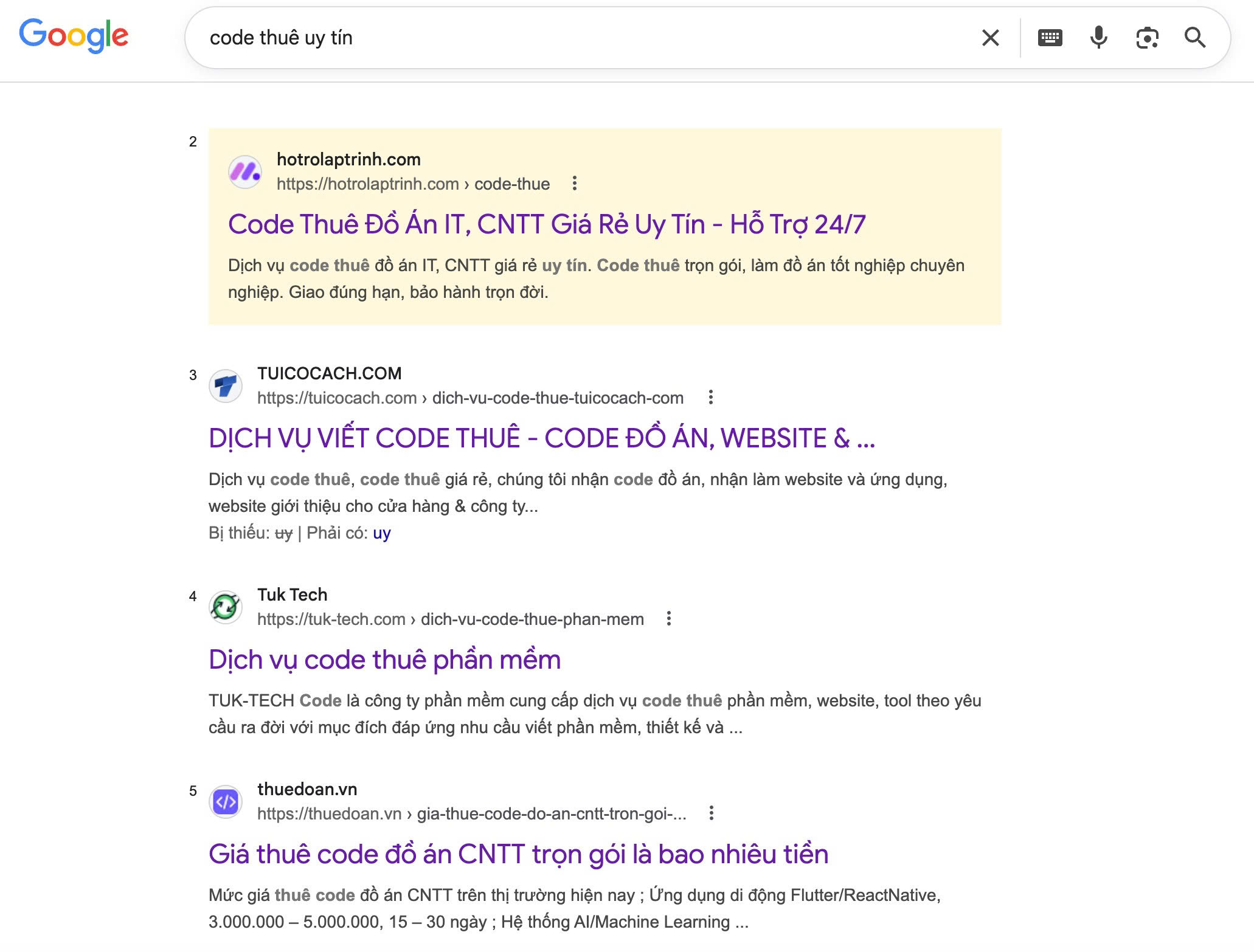Google Search Rankings